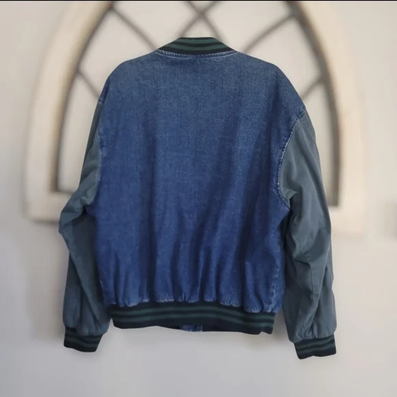 *Vintage* Men's Swingster Denim Bomber Varsity Letterman Jacket Size Large - Picture 6 of 6